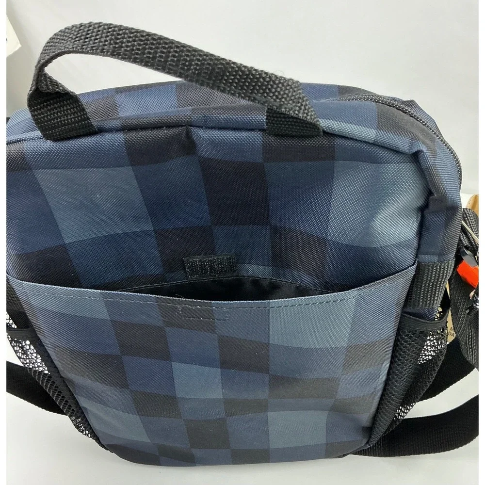 Eastsport Crossbody Bag Messenger Shoulder Bookbag‎ Checkered Pattern Blue Black